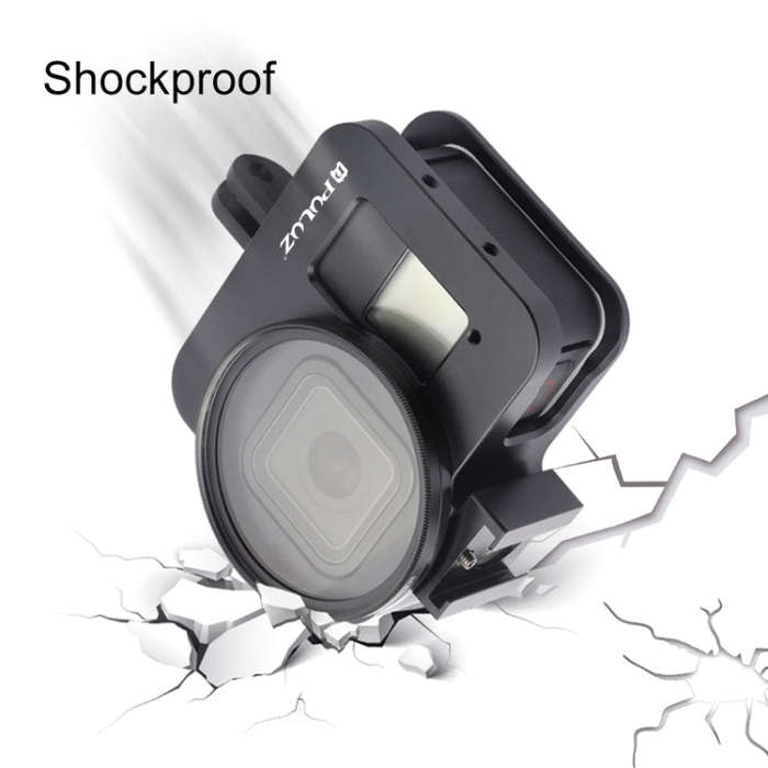 PULUZ Housing Shell CNC Aluminum Alloy Protective Cage with 52mm UV Lens for GoPro HERO8 Black(Bl...