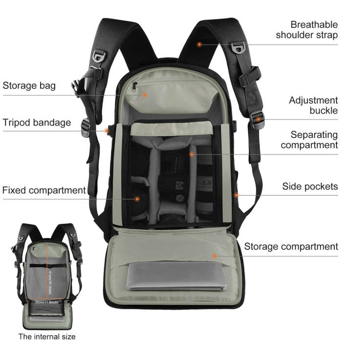 PULUZ Outdoor Portable Waterproof Scratch-proof Dual Shoulders Backpack Handheld PTZ Stabilizer C...