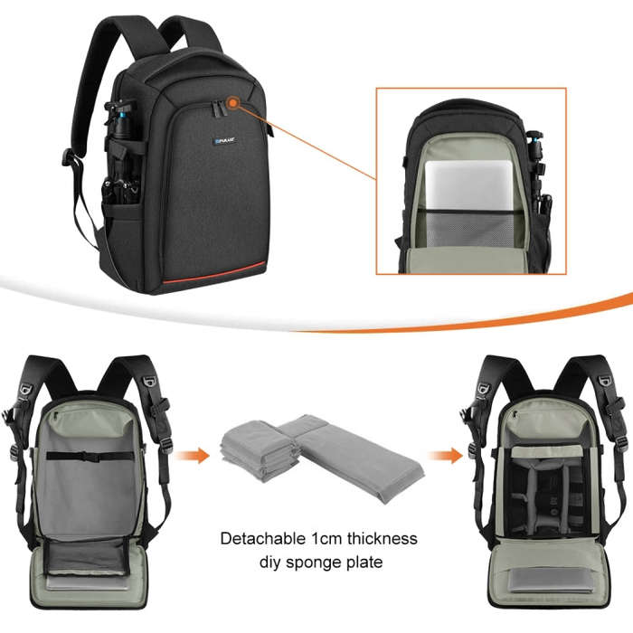PULUZ Outdoor Portable Waterproof Scratch-proof Dual Shoulders Backpack Handheld PTZ Stabilizer C...