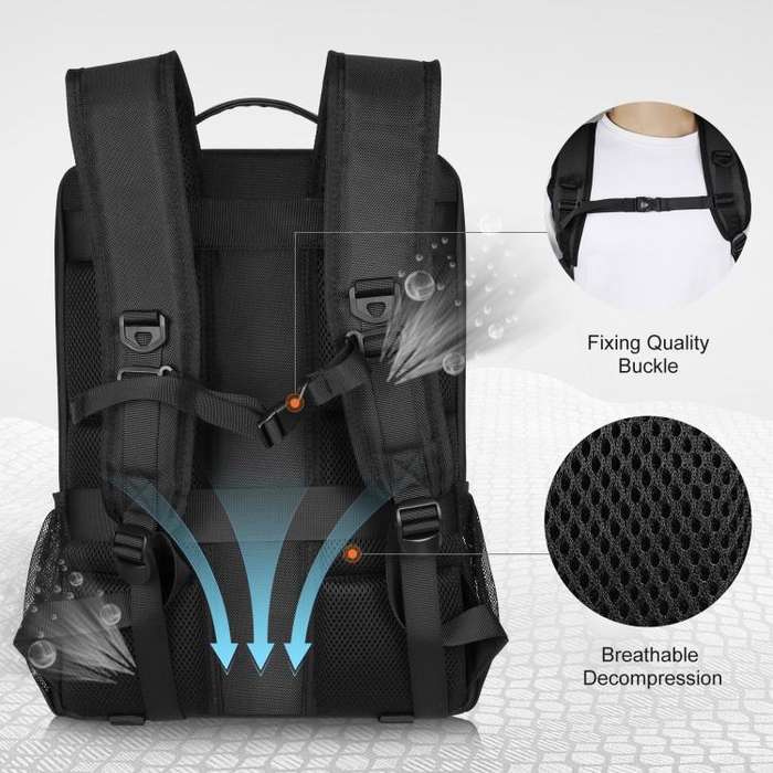 PULUZ 12W Solar Power Outdoor Portable Camera Dual Shoulders Backpack Laptop Bag (Black)