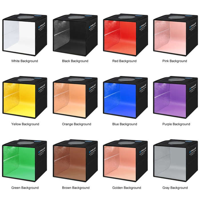 PULUZ 25cm Folding Portable Ring Light Photo Lighting Studio Shooting Tent Box with 12 Colors Bac...