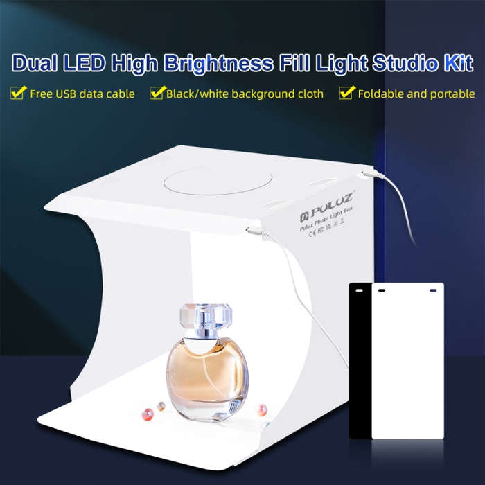 PULUZ 20cm Include 2 LED Panels Folding Portable 1100LM Light Photo Lighting Studio Shooting Tent...