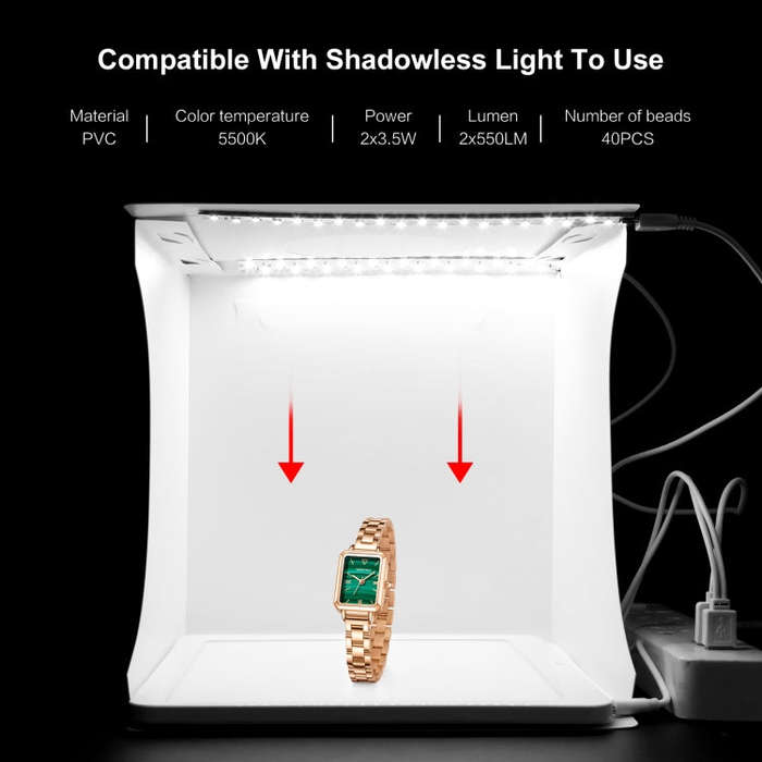 PULUZ 20cm Include 2 LED Panels Folding Portable 1100LM Light Photo Lighting Studio Shooting Tent...