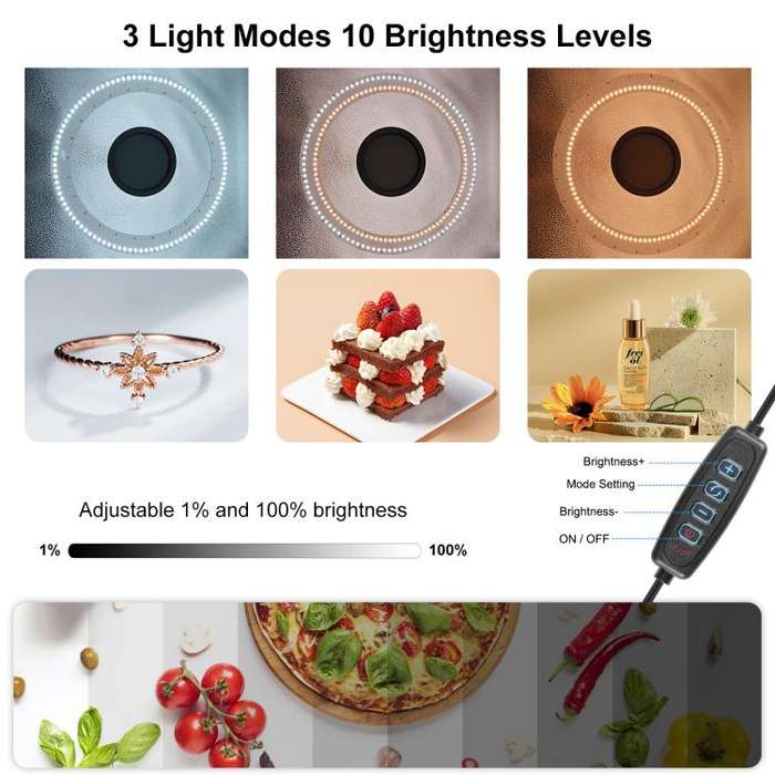 PULUZ 50cm Folding Portable Ring Light Photo Lighting Studio Shooting Tent Box with 6 x Dual-Side...