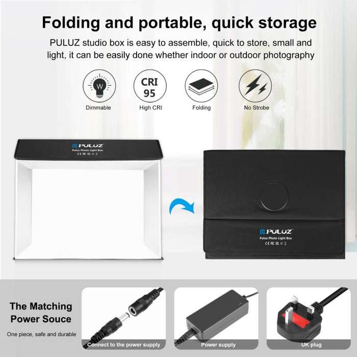 PULUZ Photo Studio Light Box Portable 60 x 40cm Cuboid Photography Studio Tent Kit with 4 Color B...