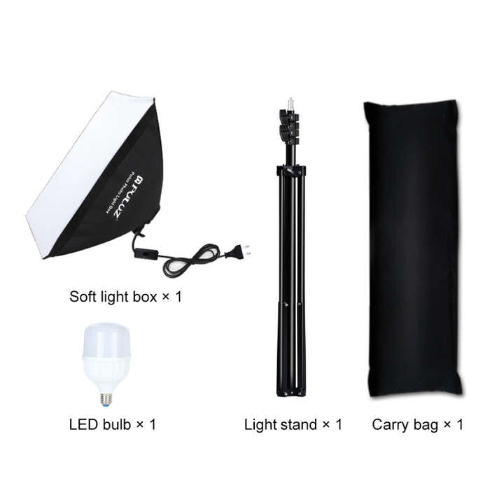 PULUZ 50x70cm Studio Softbox + 2m Tripod Mount + Single E27 30W 5700K White Light LED Bulb Photog...