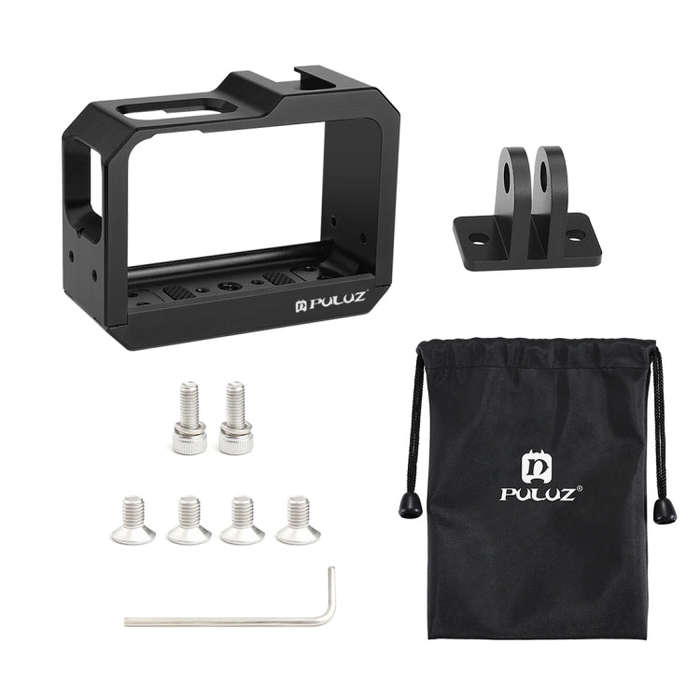 PULUZ Aluminum alloy Frame Mount Protective Case Cage with Cold Shoe Base Slot & Tripod Base Adap...