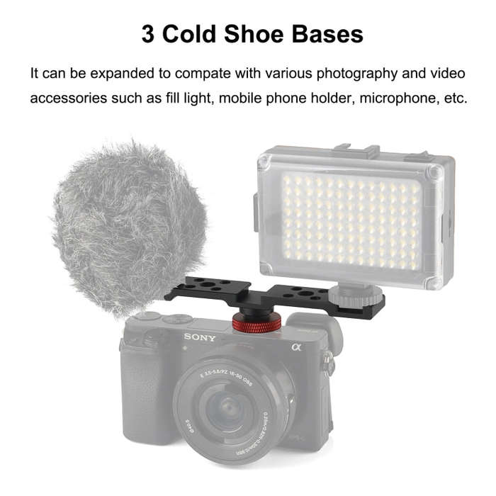 PULUZ Three-head Cold Shoe Bracket Mount(Black)
