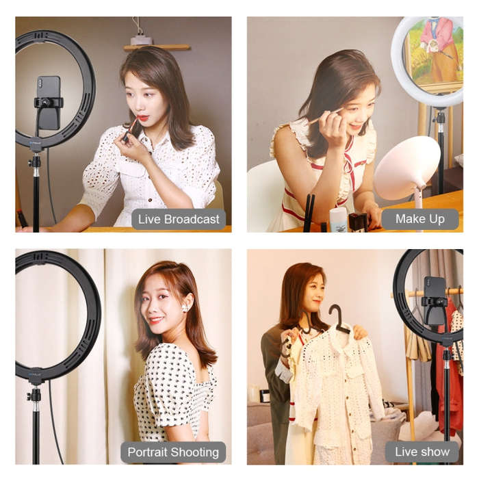 PULUZ 11.8 inch 30cm Curved Surface USB 10 Modes 8 Colors RGBW Dimmable LED Ring Vlogging Photogr...