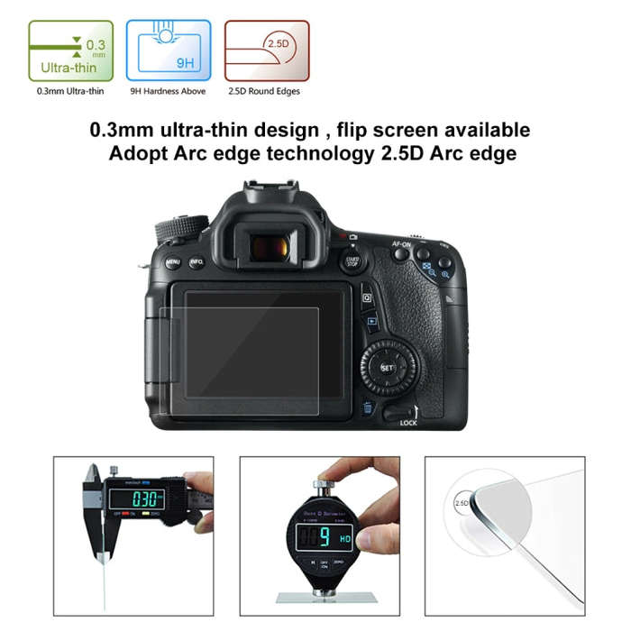 PULUZ 2.5D 9H Tempered Glass Film for Canon 650D, Compatible with 90D / 80D / 70D / 77D(9000D) / ...