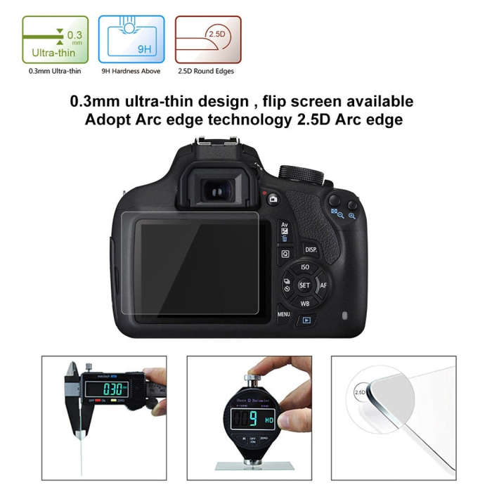 PULUZ 2.5D 9H Tempered Glass Film for Canon 1200D (KISS X70), Compatible with Canon 1100D / 1300D...