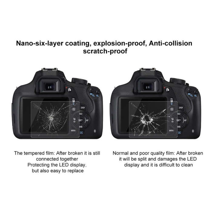PULUZ 2.5D 9H Tempered Glass Film for Canon 1200D (KISS X70), Compatible with Canon 1100D / 1300D...