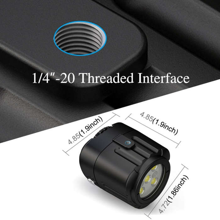 PULUZ 40m Underwater LED Photography Fill Light 1000LM 3.7V/1100mAh Diving Light for GoPro, Insta...