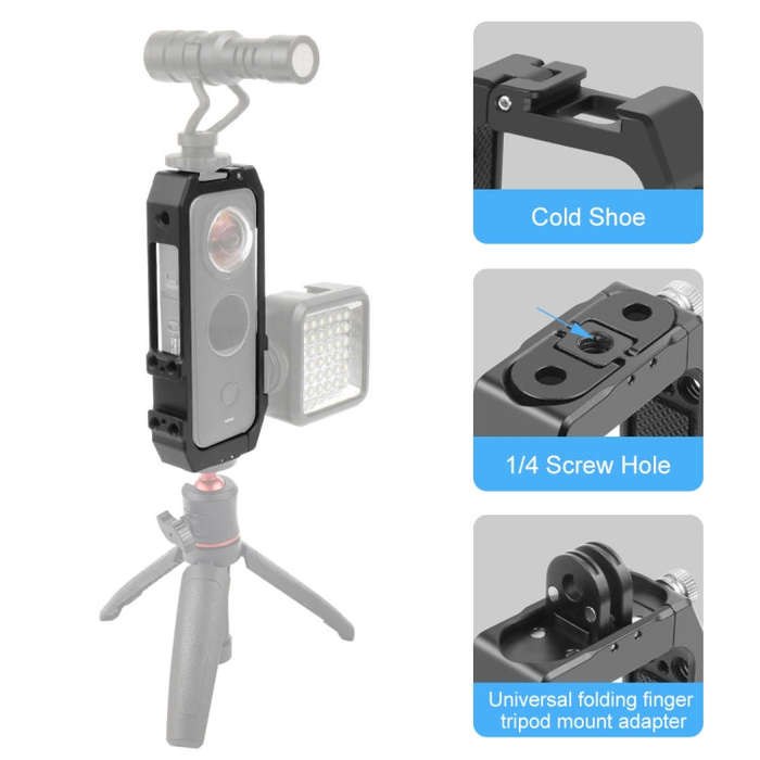 PULUZ Protective Cage Rig Housing Frame with Cold Shoe Mounts & Magnetic Folding Tripod Adapter f...