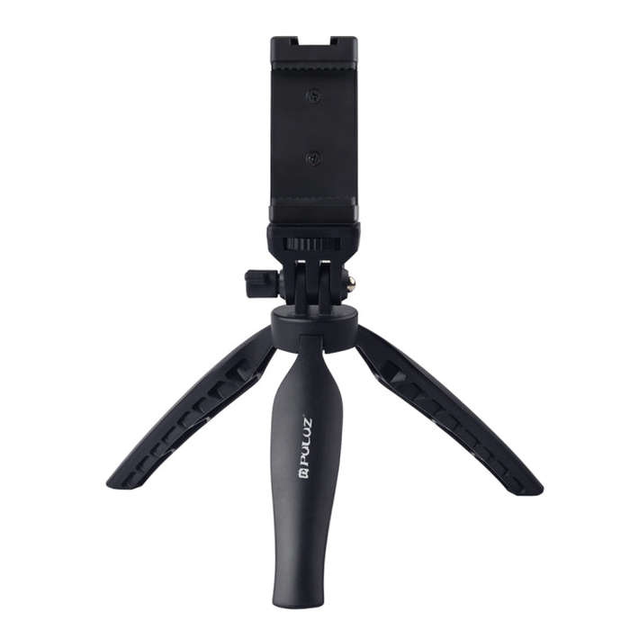 PULUZ Desk Plastic Tripod Mount with Phone Clamp & Adjusting Tripod Head for Smartphones(Black)