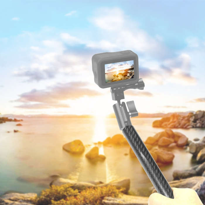 PULUZ 250mm Aluminum Alloy Carbon Fiber Floating Buoyancy Selfie-stick Extension Arm Rods for GoP...