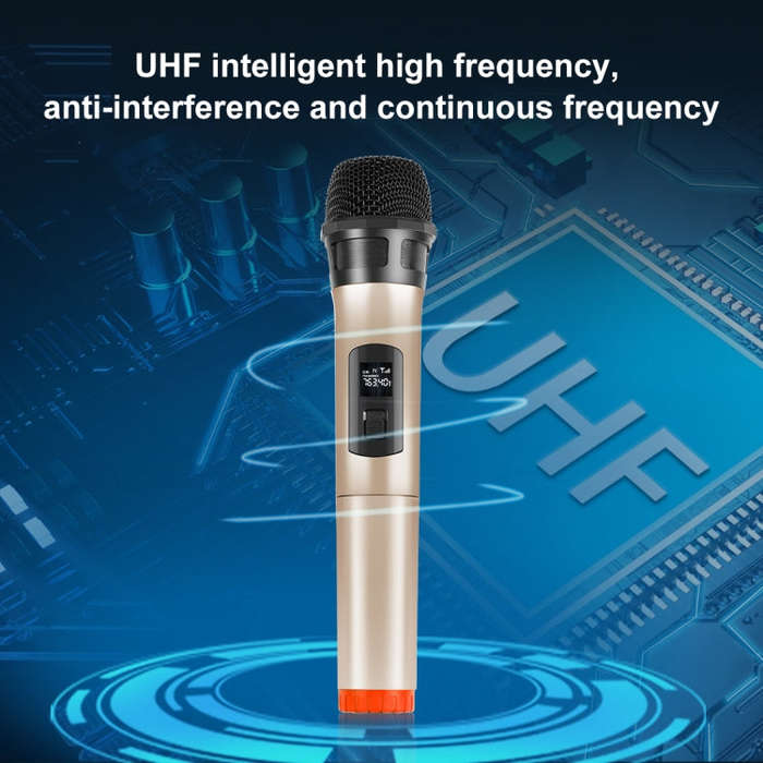 PULUZ UHF Wireless Dynamic Microphone with LED Display(Gold)