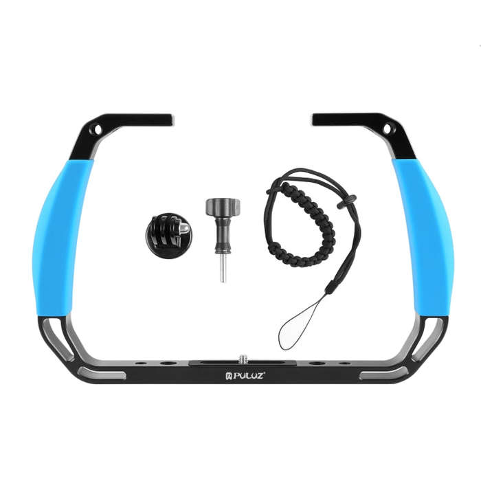 PULUZ Dual Silicone Handles Aluminium Alloy Underwater Diving Rig for GoPro, Other Action Cameras...
