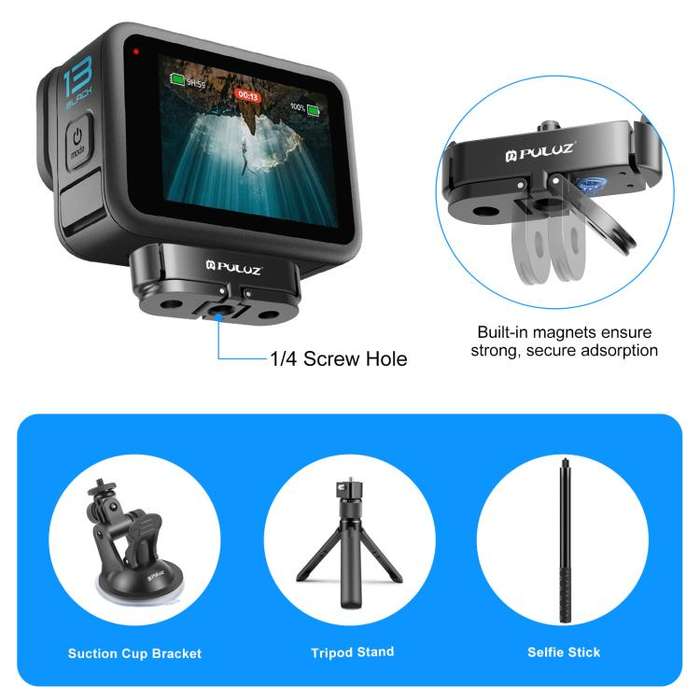 For GoPro HERO13 Black PULUZ Magnetic Quick Release Metal Base (Black)