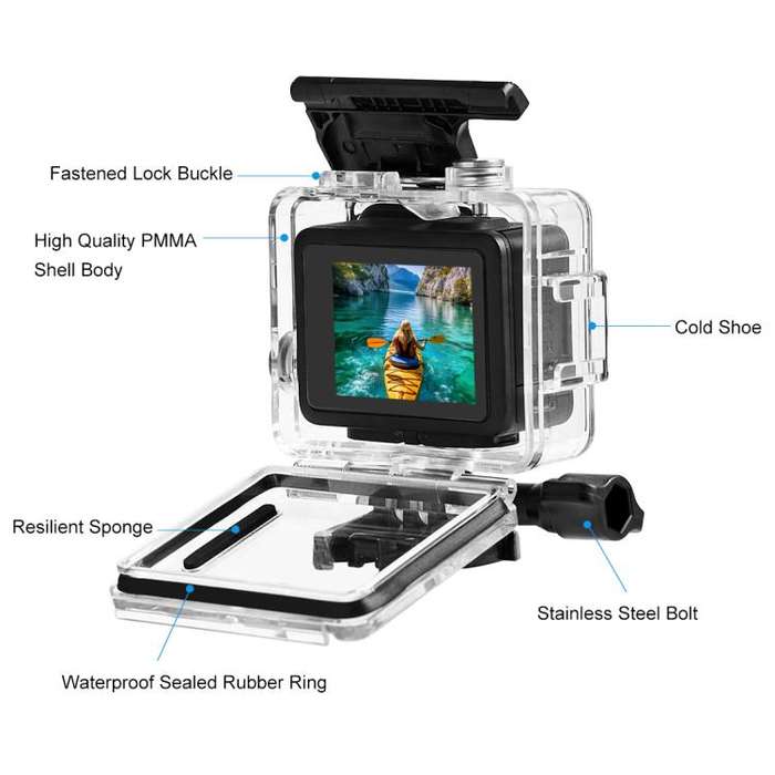 For GoPro HERO 4K 2024 PULUZ 60m / 196ft Waterproof Housing Protective Case with Buckle Basic Mou...