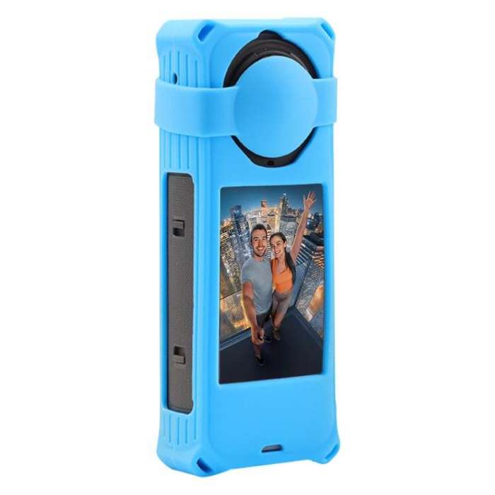 For Insta360 X5 PULUZ Silicone Protective Case with Lens Cover (Blue)