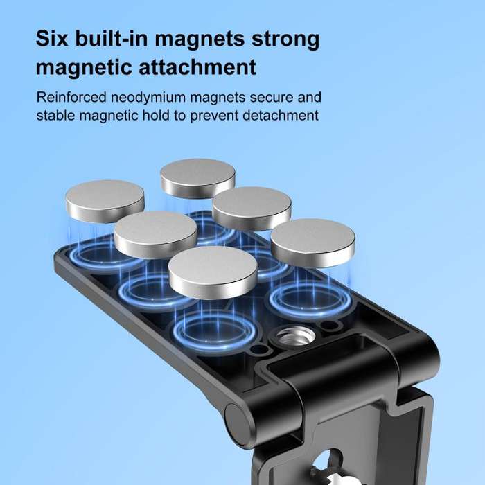 PULUZ Folding Magnetic Mount Base L Bracket For Insta360 X4 / X5 / DJI Pocket 3 (Black)