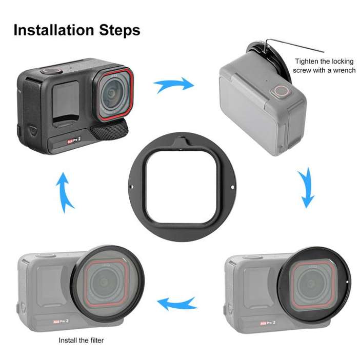For Insta360 Ace Pro 2 PULUZ 52mm UV Lens Filter Adapter Ring with Lens Cover (Black)
