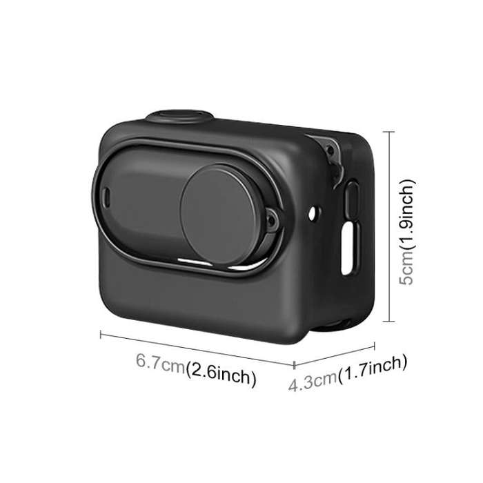 For Insta360 GO 3S PULUZ Camera Charging Box Silicone Cover with Lens Cap & Strap (Black)