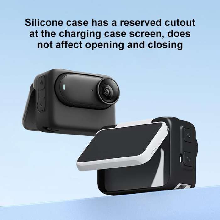 For Insta360 GO 3S PULUZ Camera Charging Box Silicone Cover with Lens Cap & Strap (Black)