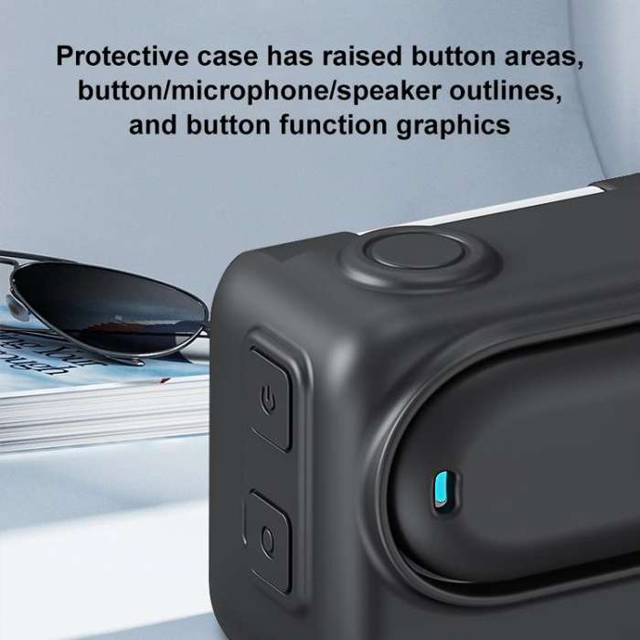 For Insta360 GO 3S PULUZ Camera Charging Box Silicone Cover with Lens Cap & Strap (Black)