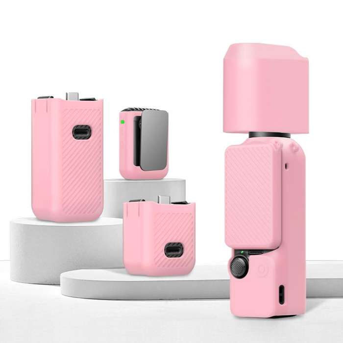 For DJI OSMO Pocket 3 PULUZ 6 in 1 Body Lens Handle Screen Mic Silicone TPU Cover (Pink)