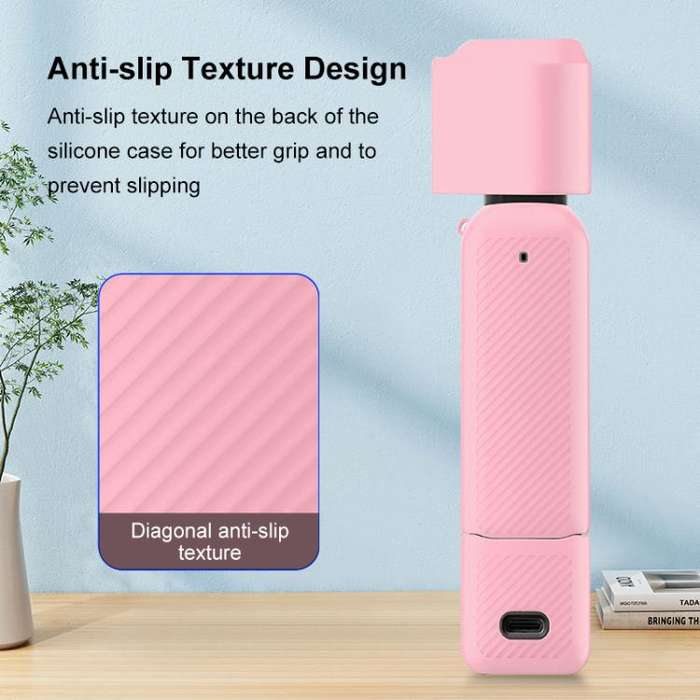 For DJI OSMO Pocket 3 PULUZ 6 in 1 Body Lens Handle Screen Mic Silicone TPU Cover (Pink)