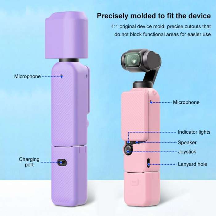 For DJI OSMO Pocket 3 PULUZ 6 in 1 Body Lens Handle Screen Mic Silicone TPU Cover (Grey)