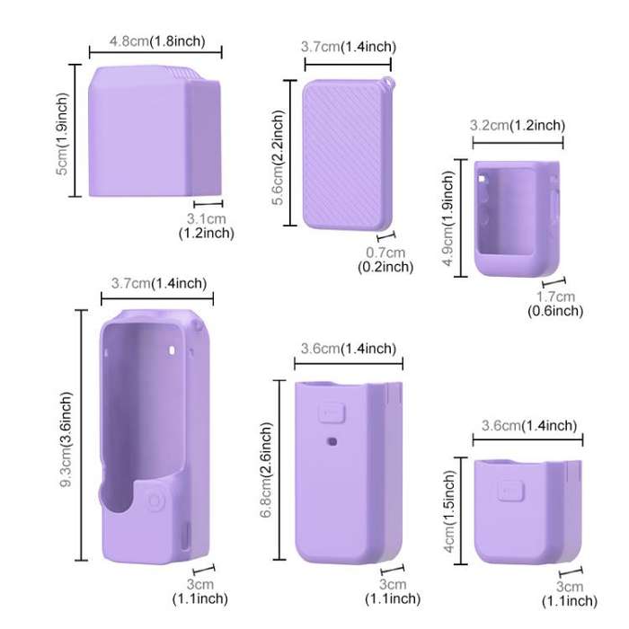 For DJI OSMO Pocket 3 PULUZ 6 in 1 Body Lens Handle Screen Mic Silicone TPU Cover (Purple)