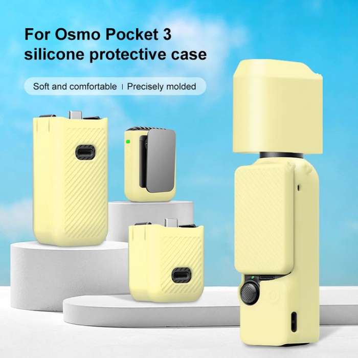 For DJI OSMO Pocket 3 PULUZ 6 in 1 Body Lens Handle Screen Mic Silicone TPU Cover (Yellow)