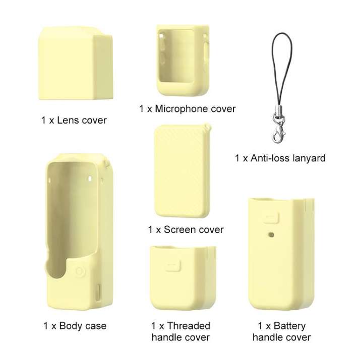 For DJI OSMO Pocket 3 PULUZ 6 in 1 Body Lens Handle Screen Mic Silicone TPU Cover (Yellow)