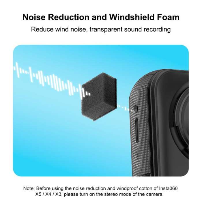 For Insta360 X5 / X4 / X3 PULUZ 6pcs Noise Reduction Windshield Foam Gasket (Black)