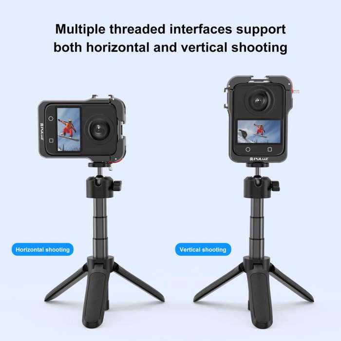 For DJI Osmo 360 PULUZ Aluminum Alloy Protective Cage Expansion Frame with Lens Cover (Black)