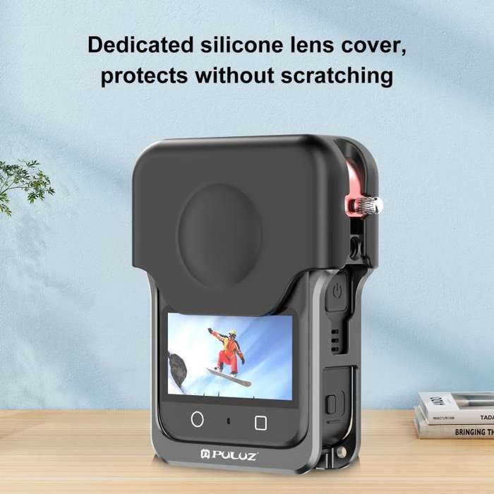 For DJI Osmo 360 PULUZ Aluminum Alloy Protective Cage Expansion Frame with Lens Cover (Black)