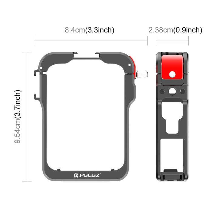 For DJI Osmo 360 PULUZ Aluminum Alloy Protective Cage Expansion Frame with Lens Cover (Black)