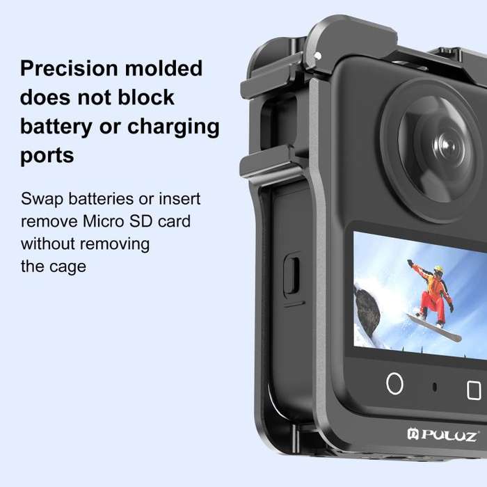 For DJI Osmo 360 PULUZ Aluminum Alloy Protective Cage Expansion Frame with Lens Cover (Black)