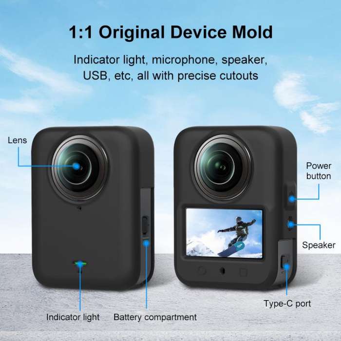 For DJI Osmo 360 PULUZ Silicone Body Protective Cover with Lens Cover (Black)