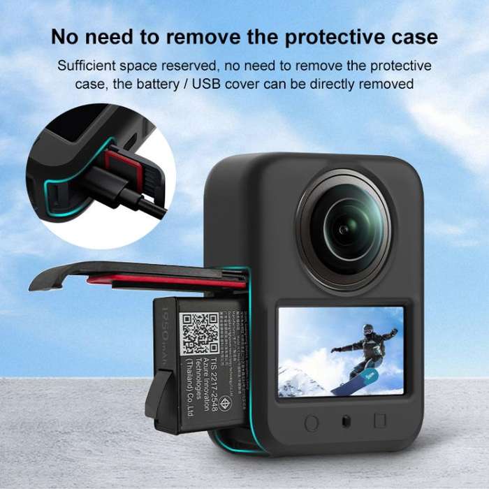 For DJI Osmo 360 PULUZ Silicone Body Protective Cover with Lens Cover (Black)