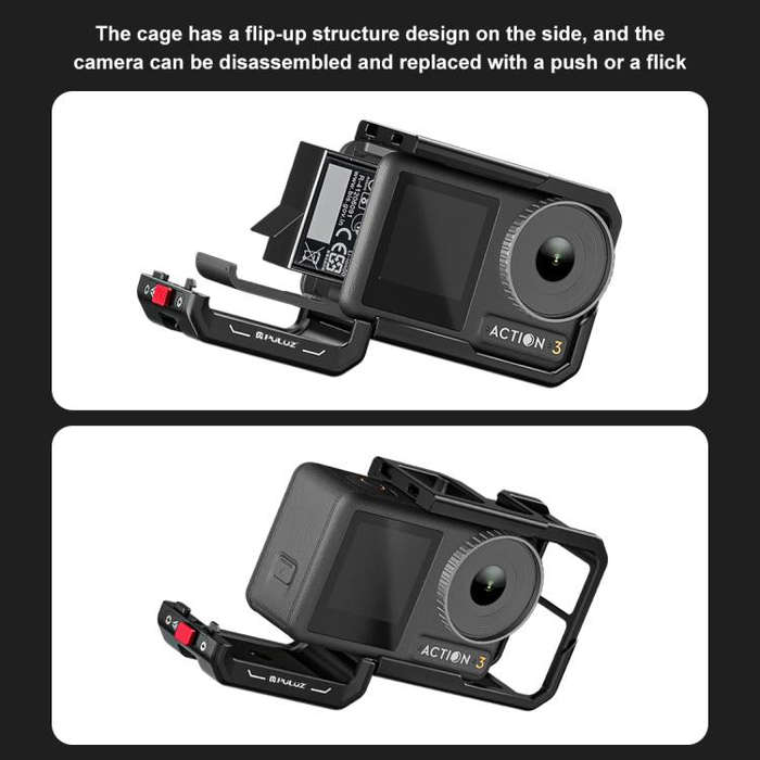 For DJI Osmo Action 5 Pro / 4 / 3 PULUZ All-inclusive Aluminum Alloy Cage Expansion Adapter Frame...