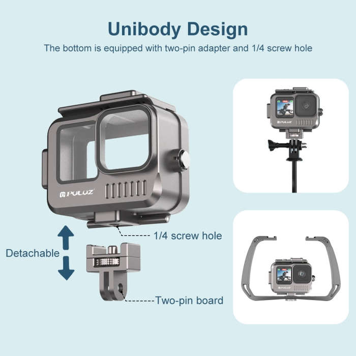 For GoPro HERO13 Black /12 Black /11 Black /10 Black /9 Black PULUZ 40m Waterproof Housing Alumin...