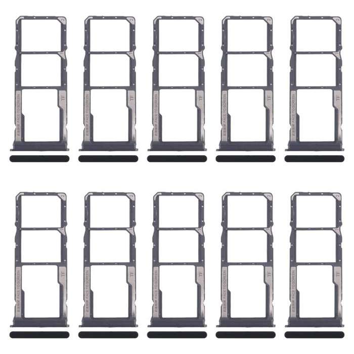 For Xiaomi Redmi 14R 5G 10pcs Original SIM Card Tray + SIM Card Tray + Micro SD Card Tray (Black)