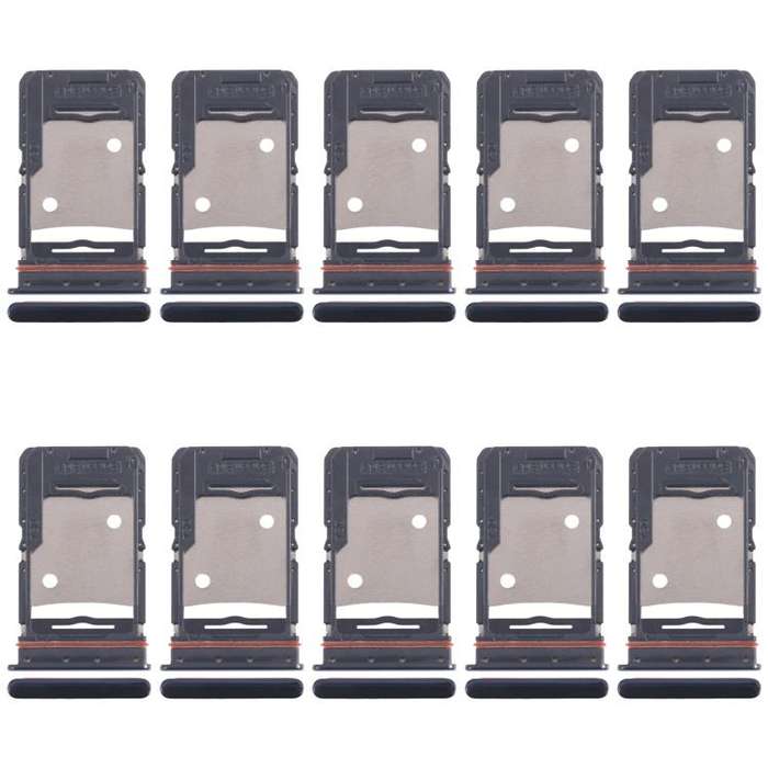 For Tecno Camon 18 P 10pcs Original SIM Card Tray + SIM Card Tray + Micro SD Card Tray (Black)