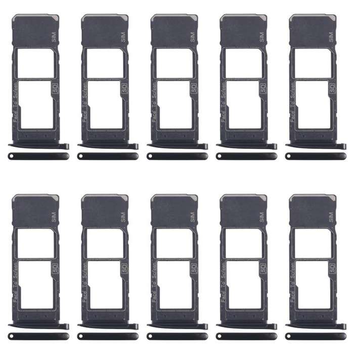 For Motorola Moto G7 Plus 10pcs Original SIM + Micro SD Card Tray (Black)