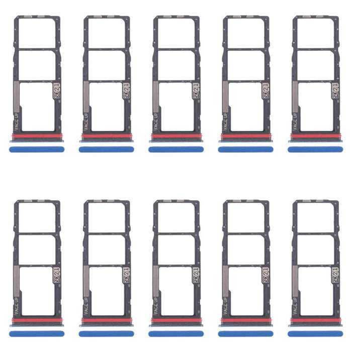 For Motorola Moto G04 10pcs Original SIM Card Tray + SIM Card Tray + Micro SD Card Tray (Blue)