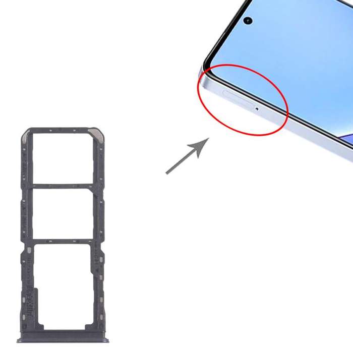 For Realme 11 5G RMX3780 10pcs Original SIM Card Tray + SIM Card Tray + Micro SD Card Tray (Black)